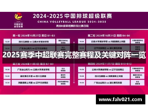 2025赛季中超联赛完整赛程及关键对阵一览